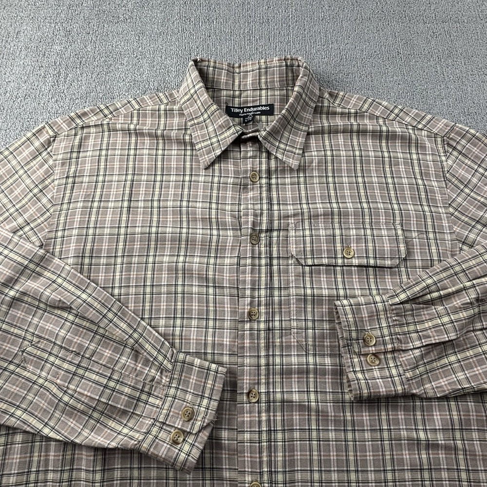 Tilley Endurables Shirt Adult Large Check Button Up Long Sleeve Casual Men's - Picture 8 of 15